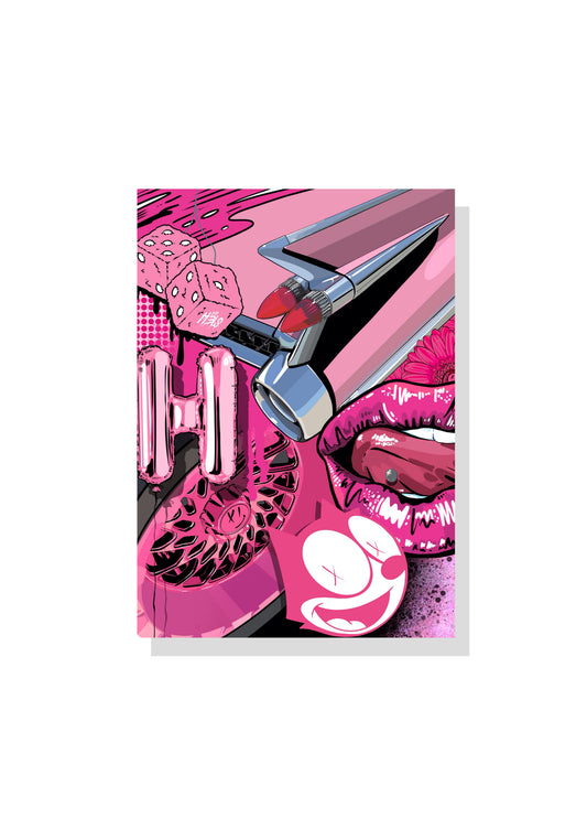 13. Pink Cadillac – Signed Limited Edition Automotive Art Print by Helen Stanley