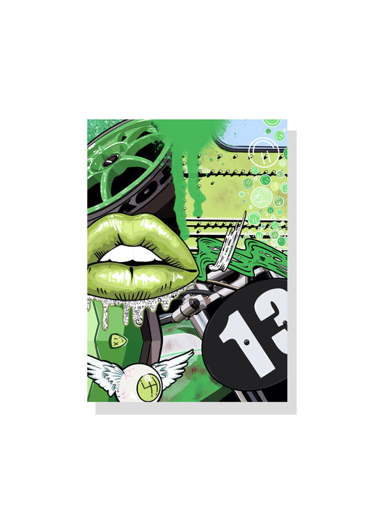 13. Green Machine - Signed Limited Edition Automotive Art Print by Helen Stanley